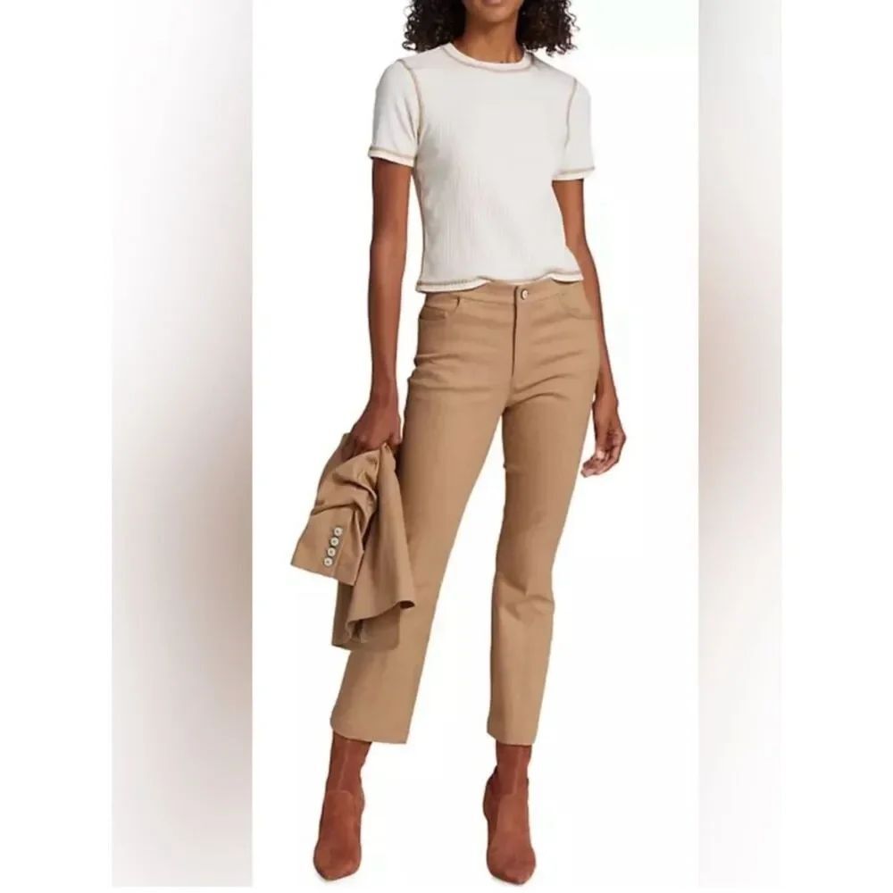 Cinq a Sept Dennis High Waisted Cropped Pants Sahara Tan Womens 2